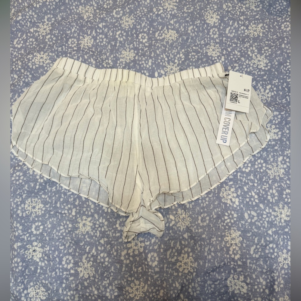 Forever 21 Black Striped Cover-Up Shorts